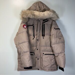 Canada‎ Weather Gear Tan Women's Heavy Parka Removable Faux Fur Hood Size XL
